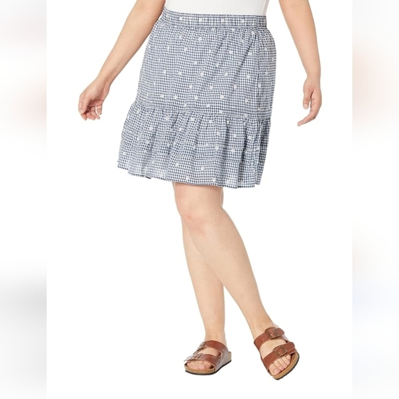 Madewell Embroidered Tiered Pull-On Mini Skirt. Plus 1x - Picture 8 of 10